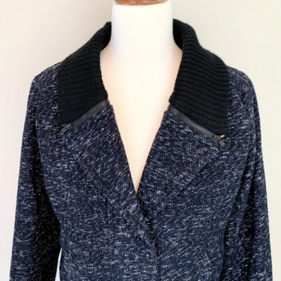 GAP Wool Tweed Moto Jacket with Knit Collar - M - Picture 4 of 7